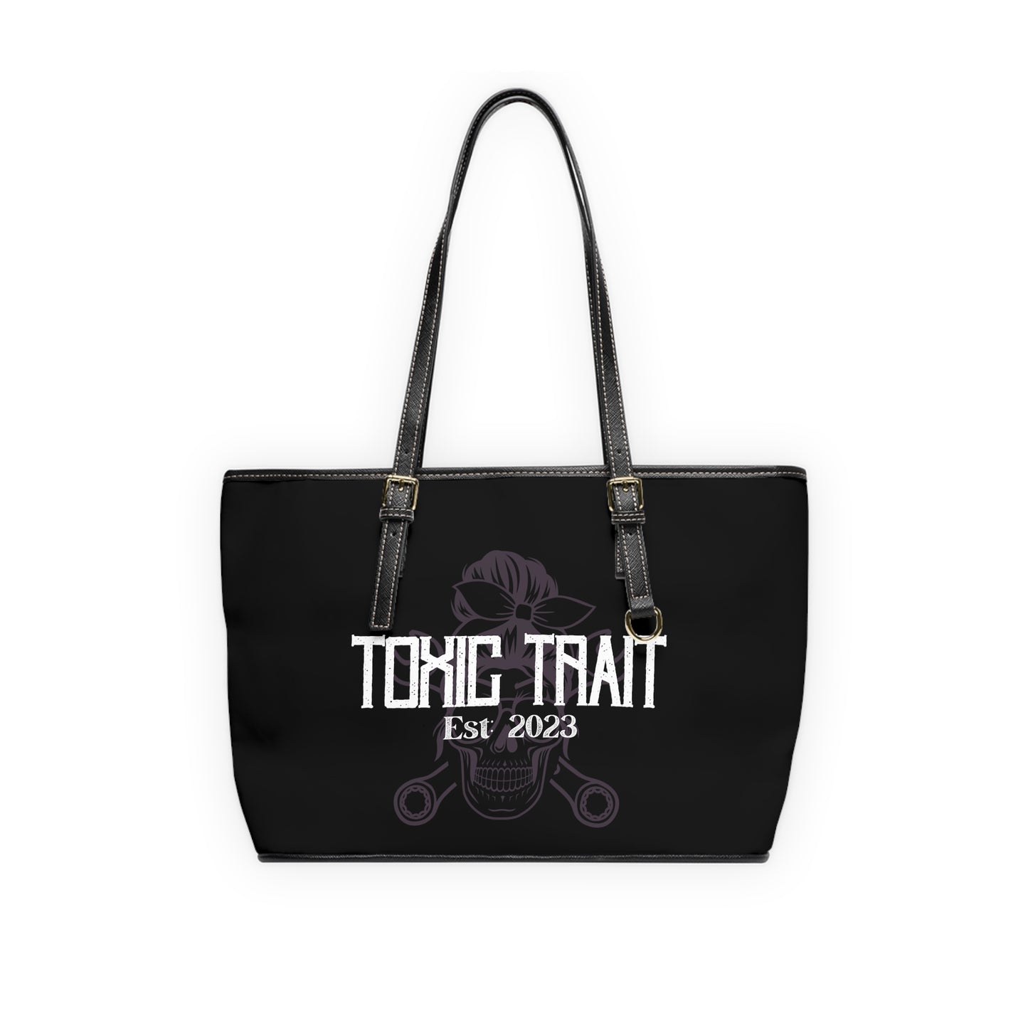 Toxic Trait Smokey Lavender Skull Leather Shoulder Bag