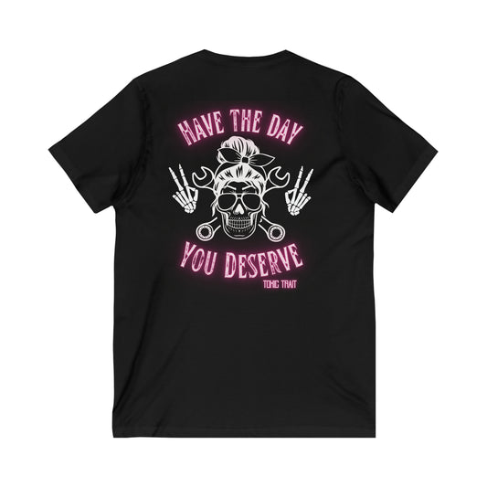 Have a Day Jersey Short Sleeve V-Neck Tee