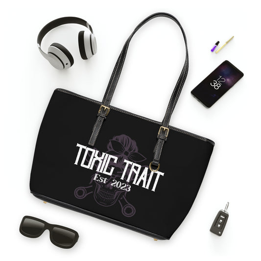 Toxic Trait Smokey Lavender Skull Leather Shoulder Bag